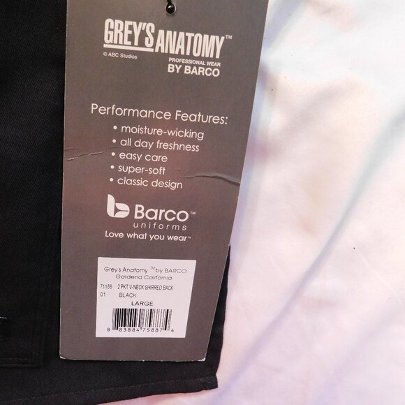 Grey's Anatomy by Barco Scrub Top Women's V-Neck Black Size Large NEW - Picture 5 of 6